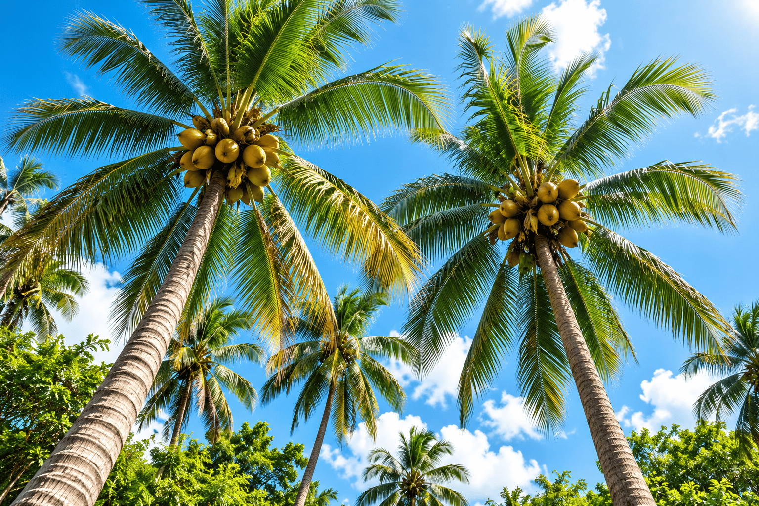 Tall tropical palm trees